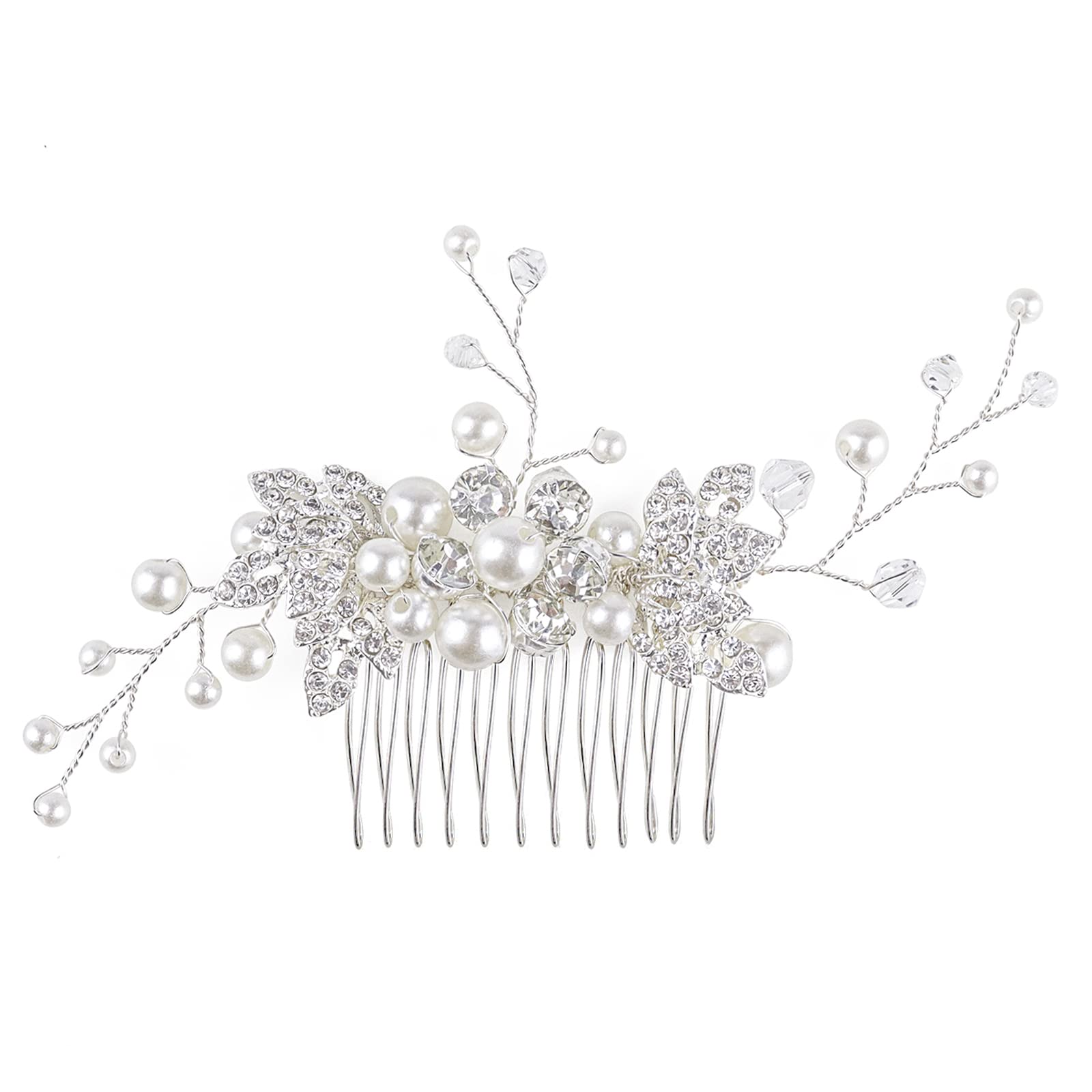 Sppry Bridal Hair Comb - Bendable Pearl Crystal Hair Accessory for Women at Wedding, Rose Gold