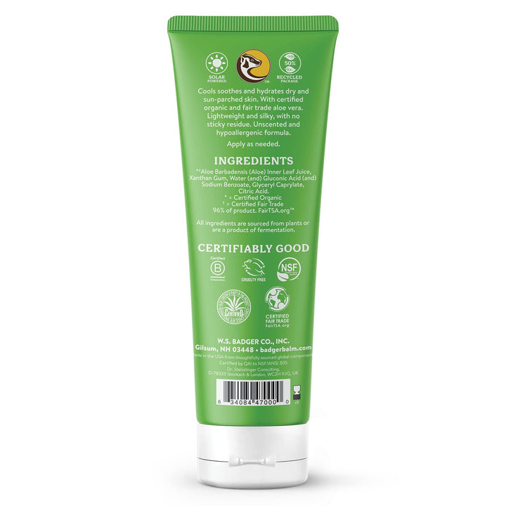 Badger Company, Aloe Vera Gel, Unscented, 4 fl oz (118 ml)