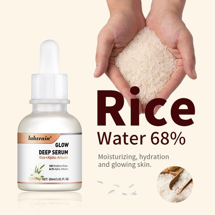 NICEFACE Rice+Alpha-Arbutin Glow Deep Serum for Face, Hydrating Serum for Moisturize Skin, Reduces Skin Dullness and Dark Spots, Suitable for all skin types (30ml)