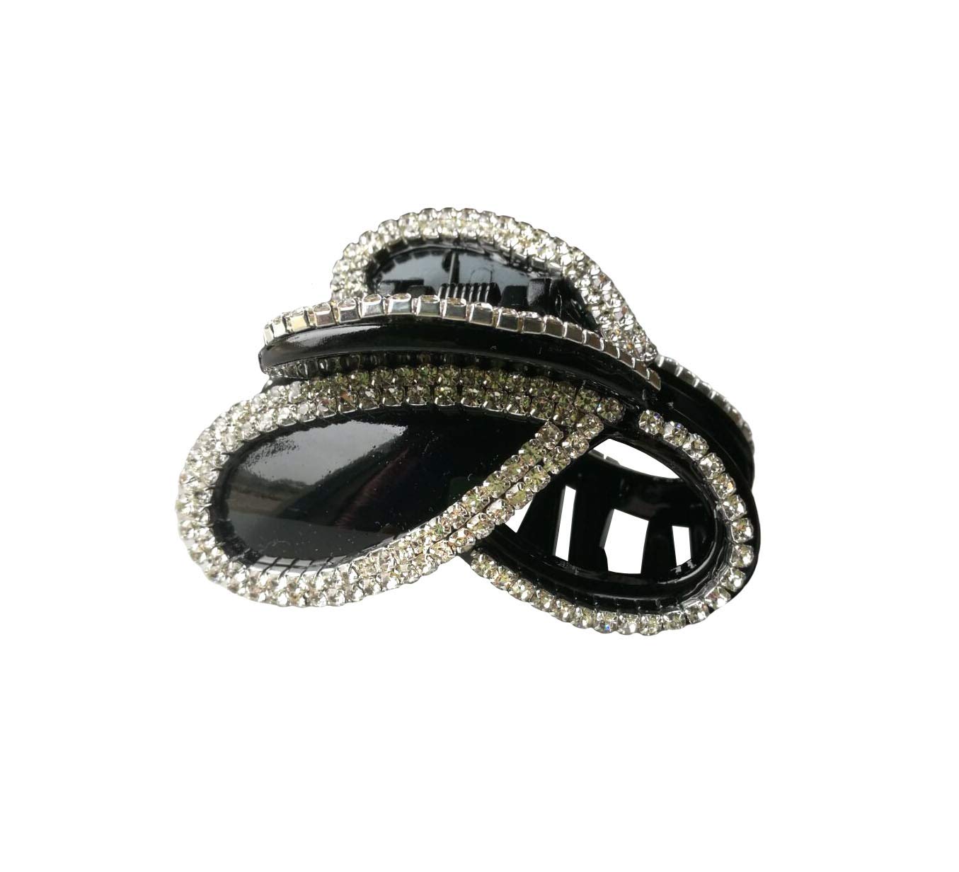 Women Simple Exquisite Acrylic Rhinestones Large Fancy Hair Claw Clip - Girls Elegant Butterfly Jaw Clips Hairpin For Thick Hair (Black)