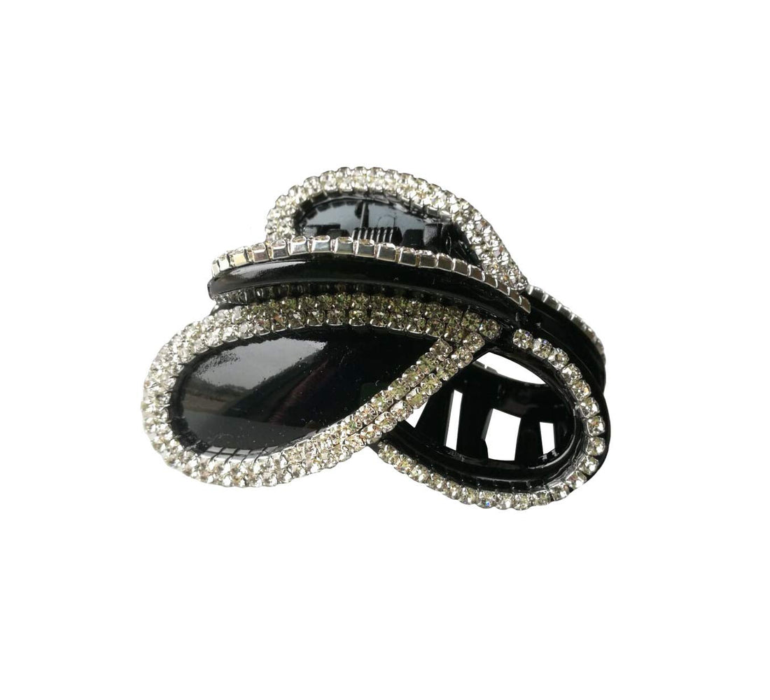 Women Simple Exquisite Acrylic Rhinestones Large Fancy Hair Claw Clip - Girls Elegant Butterfly Jaw Clips Hairpin For Thick Hair (Black)