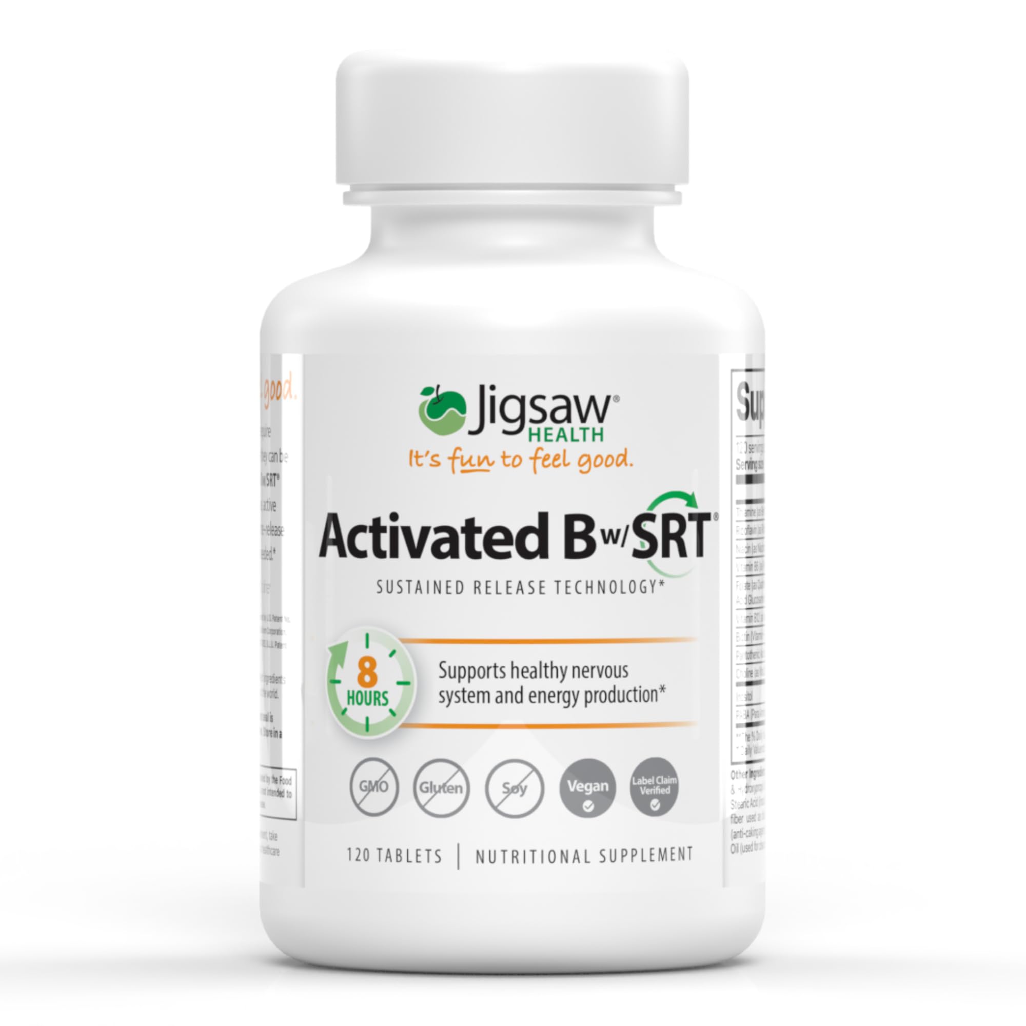 Jigsaw Health Activated B w/SRT | Supports Healthy Nervous System and Energy Production | 120 Tablets