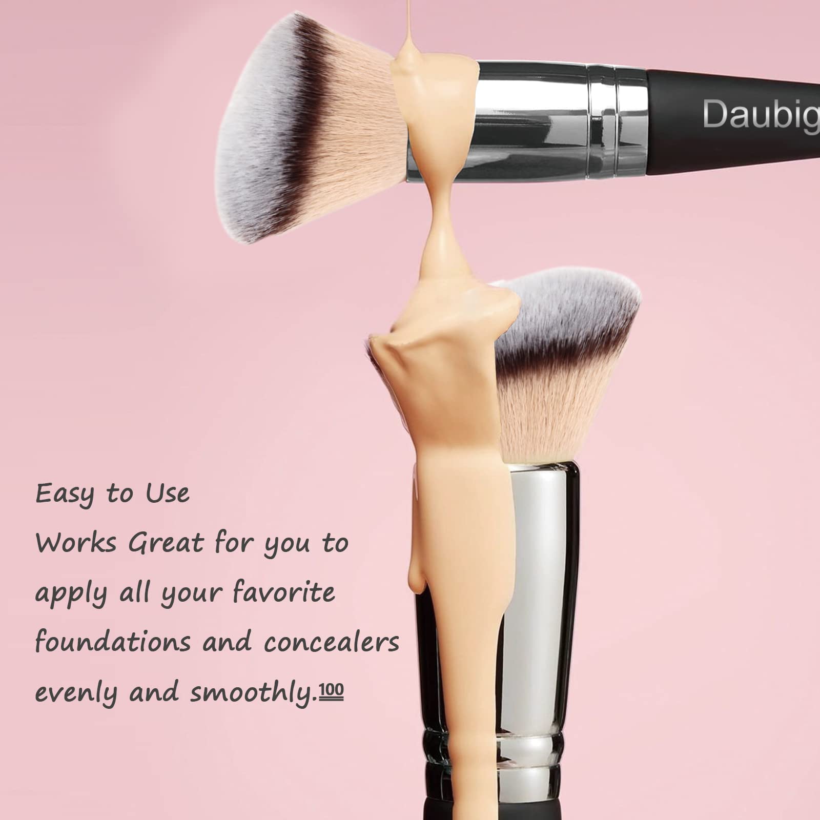 Daubigny Makeup Brushes Dual-ended Foundation Brush Concealer Brush Perfect for Any Look Premium Luxe Hair Rounded Taperd Flawless Brush Ideal for Liquid, Cream, Powder,Blending,Concealer(Angled)