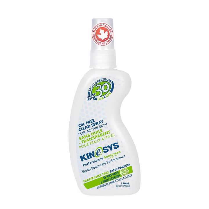 KINeSYS SPF30 Performance Sunscreen Spray, Fragrance-Free, 4oz