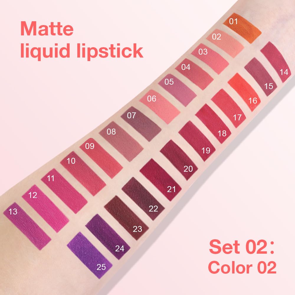 BINGBRUSH Super Stay Matte Longwear No-Budge Liquid Lipstick Makeup,Highly Pigmented Color and Instant Shine, Cheeky, Soft Matte Lip Cream Lightweight Lipgloss (02#, Pack of 1)