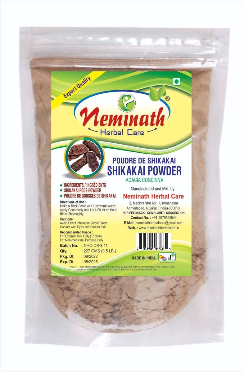 100% Natural Shikakai Pods (Acacia CONCINNA) Powder for Gorgeous Hairs Naturally by Neminath Herbal care (1/2 lb / 8 Ounces / 227 g)