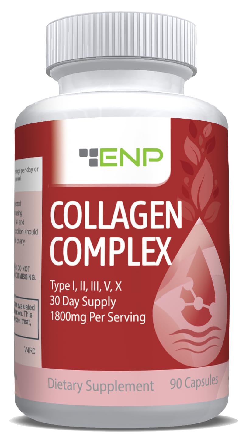 ENP Collagen Complex, Type I, II, III, V, and X, Derived from Non-Vegan Sources, Joint Comfort, Flexibility, and Bone Strength, 90ct, 30 Day Supply