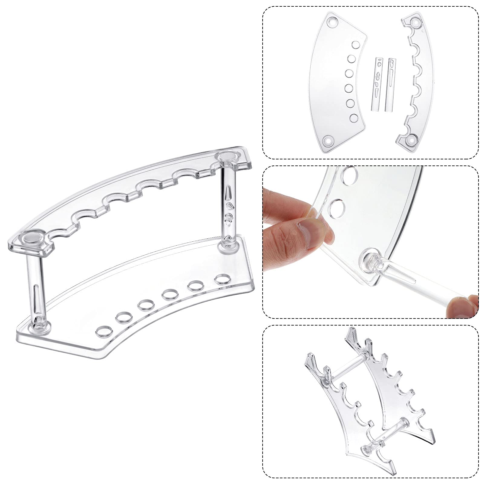 Teling 4 Pieces Pen Display Stand Acrylic pen Holder Clear Pen Stand Rack Organizer Nail Brush Holder Stand for Make Up Brush