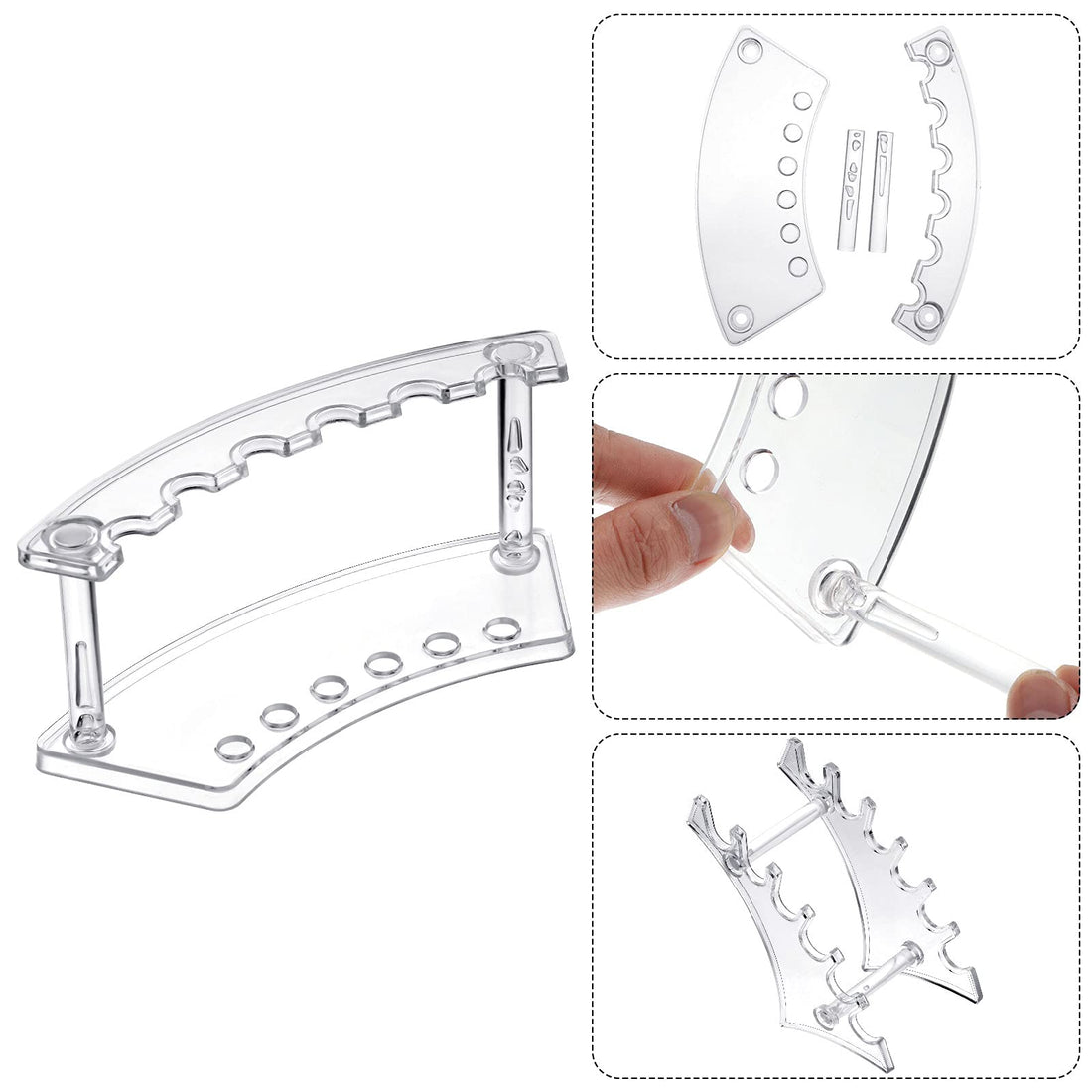 Teling 4 Pieces Pen Display Stand Acrylic pen Holder Clear Pen Stand Rack Organizer Nail Brush Holder Stand for Make Up Brush