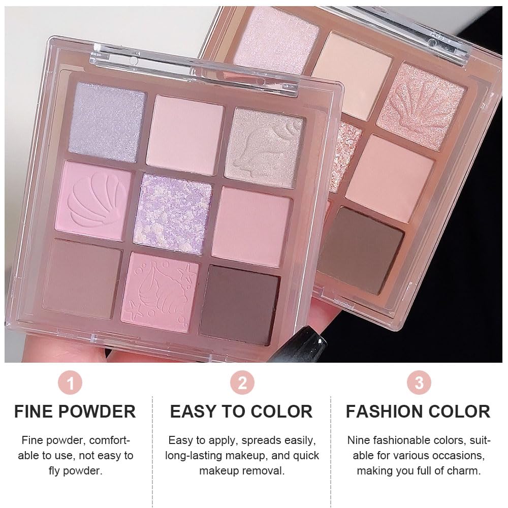 9Colors Nude Champagne Pink Warm Colorful Eyeshadow Palette Makeup,Matte Shimmer Neutral Bright Eye Shadow Naturing-Looking Long Lasting Waterproof Blendable Hypoallergenic Travel Size Eye Makeup