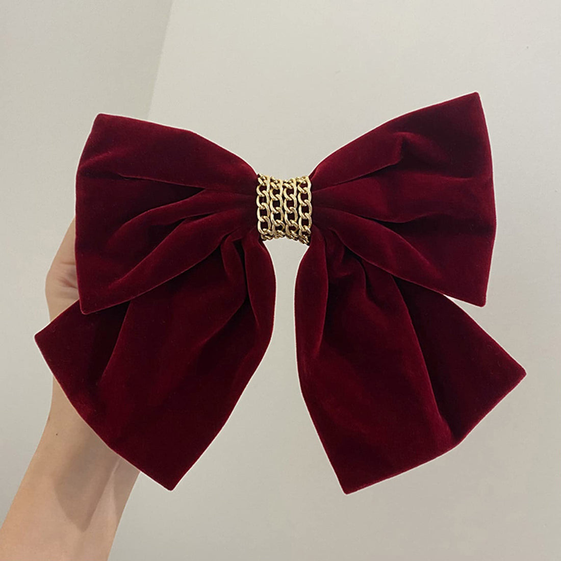 Large Hair Bows for Women Big Bow Hair Clip Girl French Barrette with Long Silky Satin Ribbon Solid Color Bowknot Hairpin Simple Lady Barrettes Hair Fastener Scrunchies Accessories (Black & Burgundy)