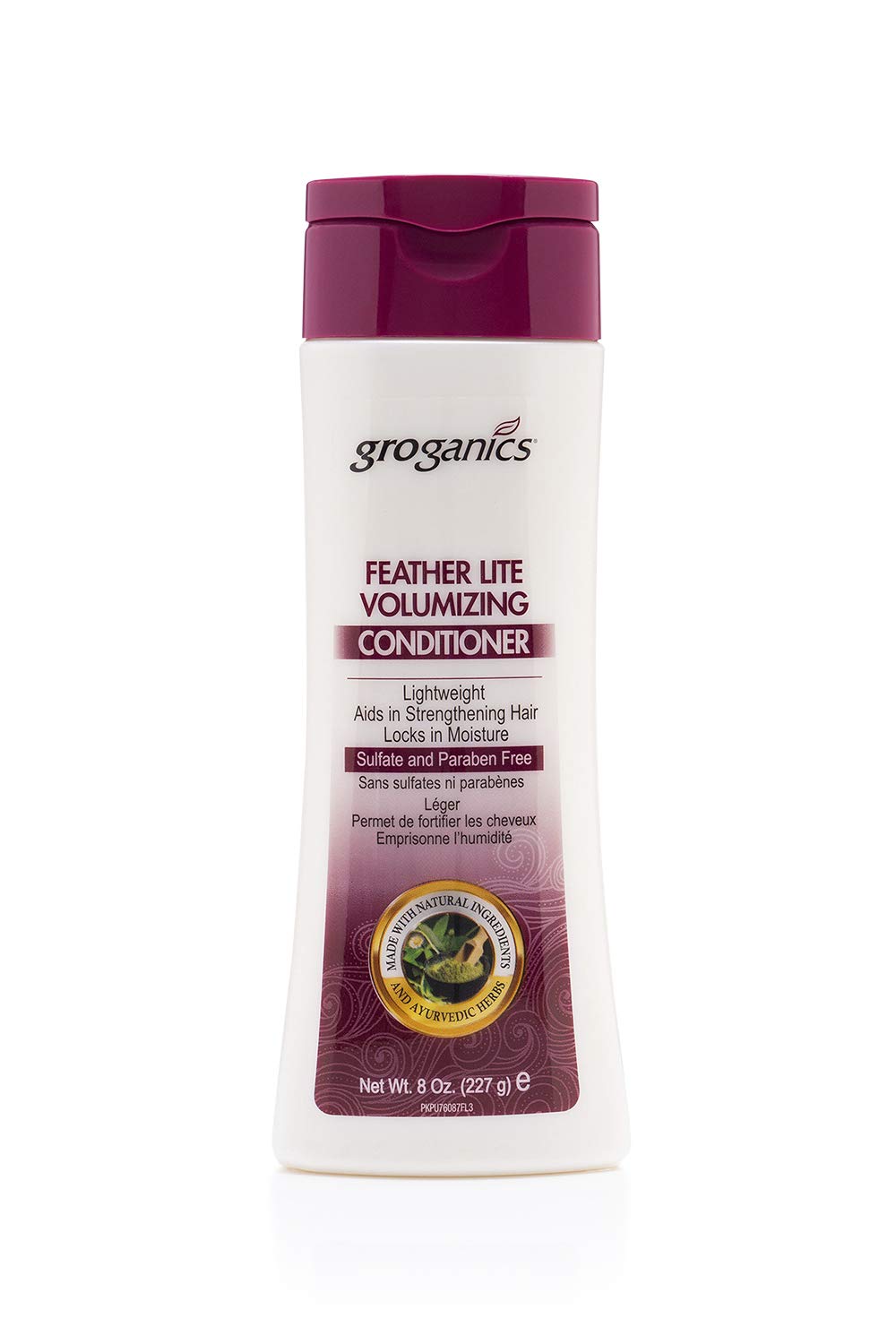 Groganics Feather Lite Volumizing Conditioner - lightweight, deeply hydrating & moisturizing for strong, healthy silky shiny hair, strengthen thin, fine & weak damaged hair, help with dry scalp 8 oz
