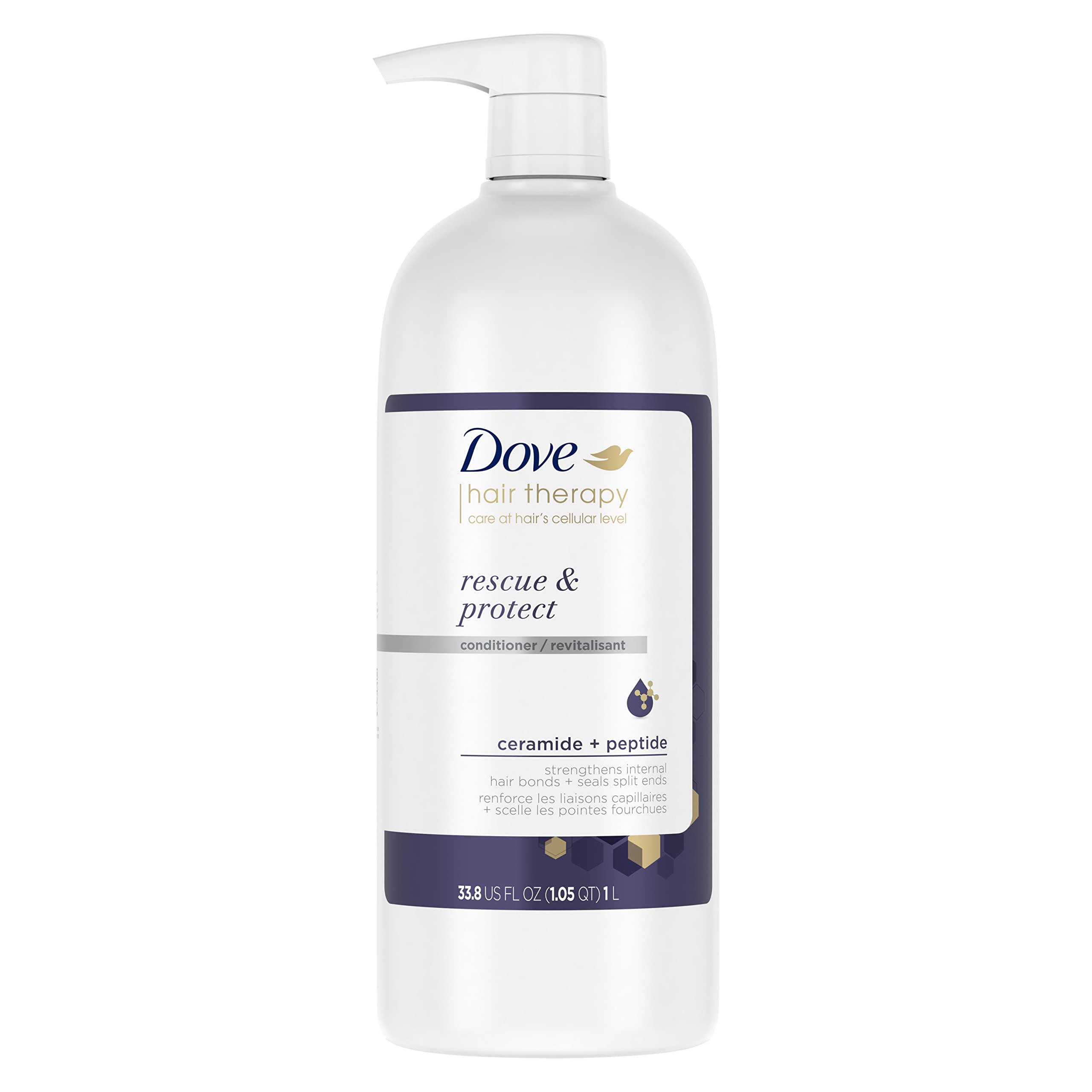 Dove Hair Therapy Serum + Conditioner Rescue & Protect Hair Care For Split Ends and Damaged Hair Visibly Repairs Hair in 1 Minute 33.8 fl oz