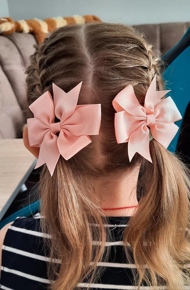 40Pcs Baby Girls 3.5'' Boutique Grosgrain Ribbon Hair Bows Elastic Hair Ties Ponytail Holder Hair Bands in Pairs for Girls Toddlers Kids Children Teens