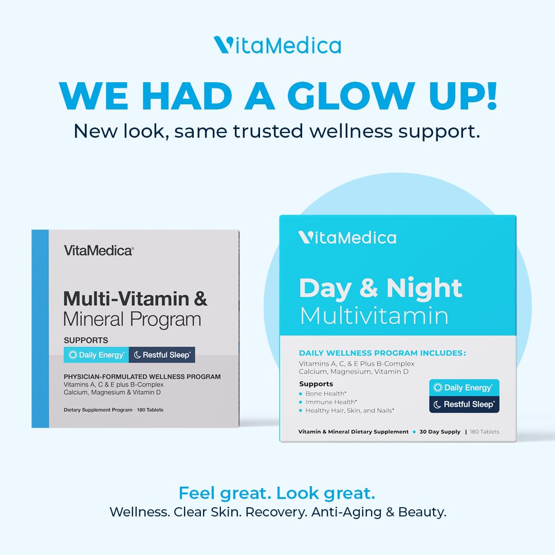 Multivitamin Day & Night Routine | Energy & Mental Clarity, Bones & Joints, Beauty, Restful Sleep | 30-Day Supply | Vitamins A, C, D, E, B-Complex | Magnesium, Biotin, Zinc, Botanicals, & Minerals