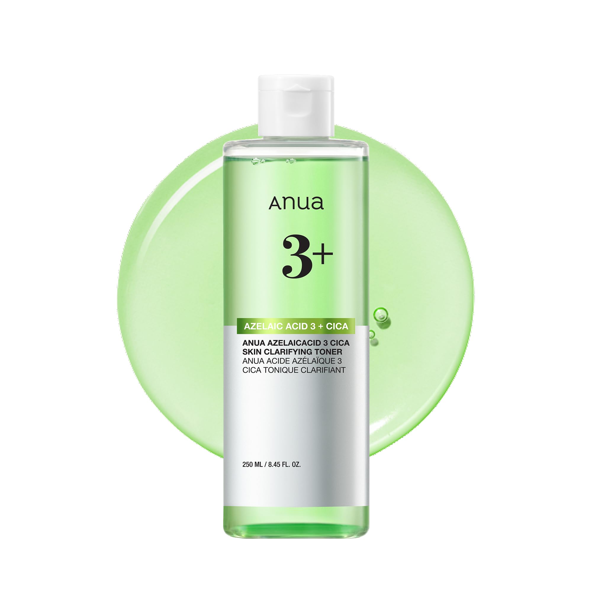 Anua Azelaic Acid 3 CICA Skin Claryfing Toner, Soothing & Clear Care, with Salicylic Acid & Azelaic Acid, Sebum & Spot Care, Suitable for Sensitive Skin, Korean Skin Care (250ml / 8.45 fl.oz.)
