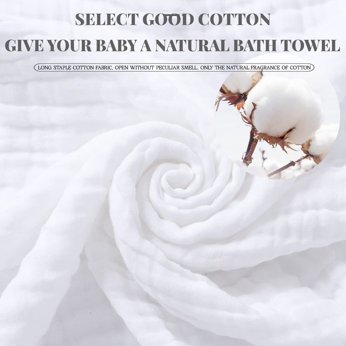 Setaria Viridis Baby Muslin Towel Blankets- 3 Pack Newborn White Gauze Towel Odor Free Soft Baby Bath Towel 6 Layers for Boys and Girls 41.5x 41.5