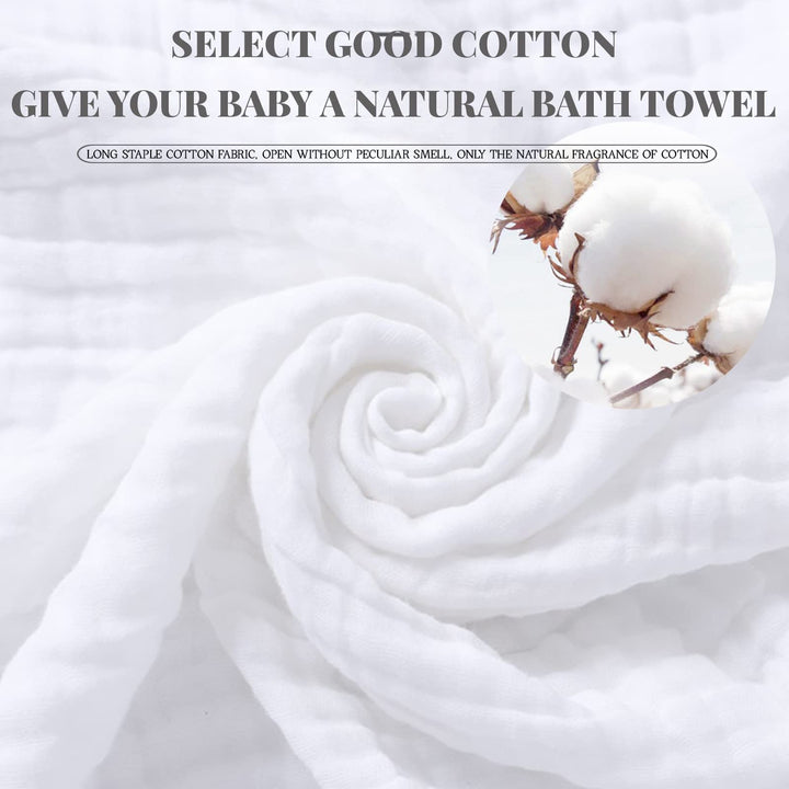 Setaria Viridis Baby Muslin Towel Blankets- 3 Pack Newborn White Gauze Towel Odor Free Soft Baby Bath Towel 6 Layers for Boys and Girls 41.5x 41.5
