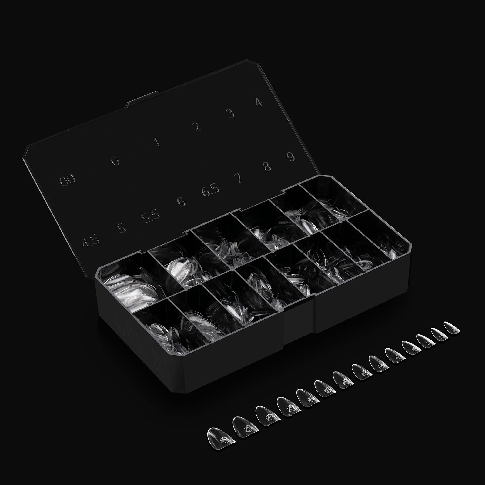 Aprés Gel-X® Almond Box of Nail Tips | 280 Gel-X Tips, Soft Tips, 14 Sizes 00-9 | Half-sizes Included (Natural Almond Short, 280 Count)