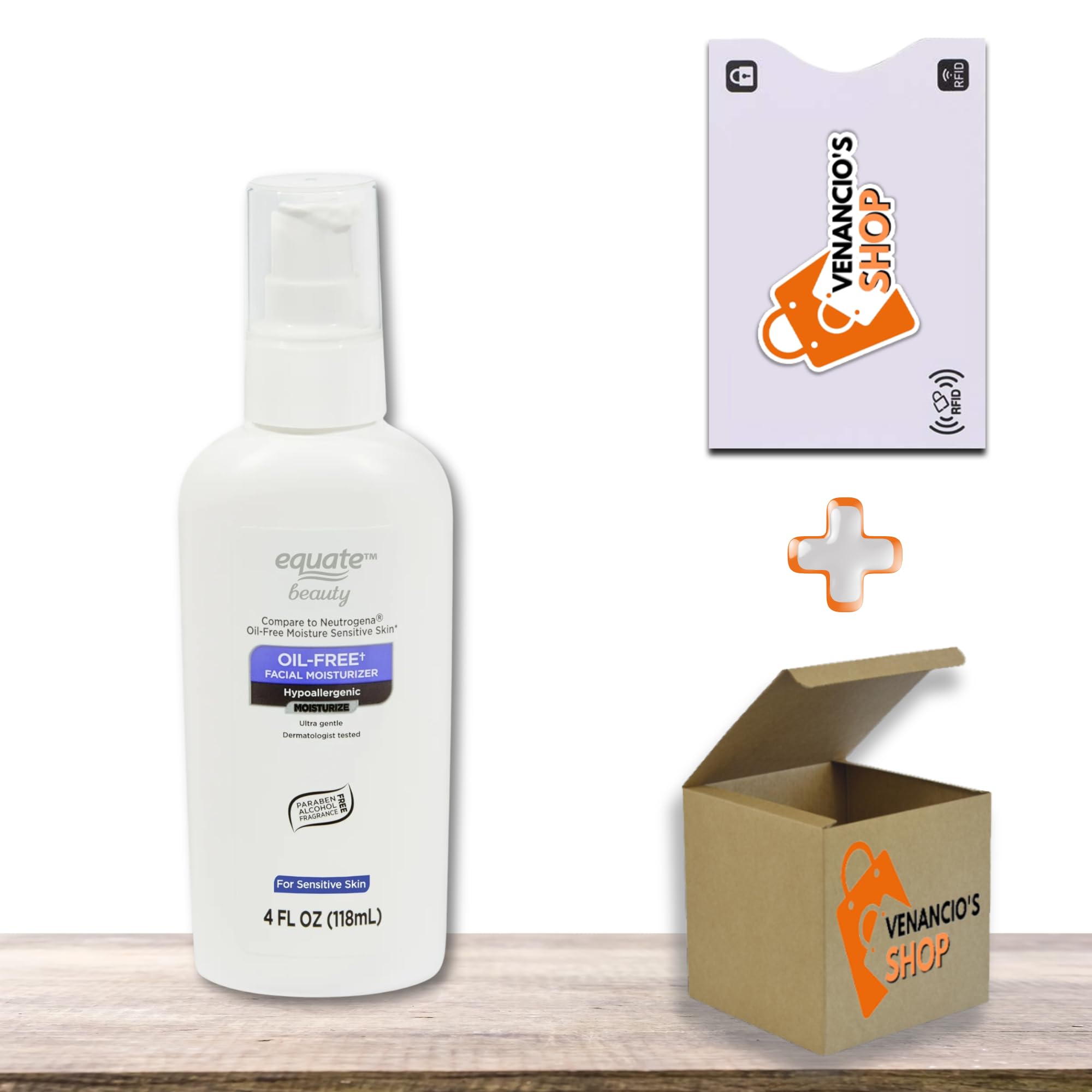 Equate Beauty Oil Free Moisture Daily Hydrating Facial Moisturizer & Neck Cream with Glycerin - Fast Absorbing Ultra Gentle Lightweight Face Lotion 4 fl. oz (Pack of 1)