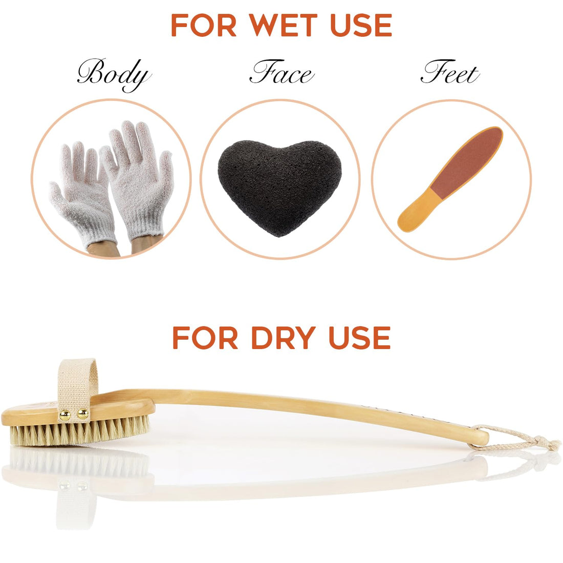 Dry Body Brush by Zen Me for Vitality & Beautiful Skin! Cellulite Treatment, Lifetime Warranty! Natural Skin Brush, Cellulite Massager, Exfoliating Brush, Lose Cellulite & Improve Circulation Fast!
