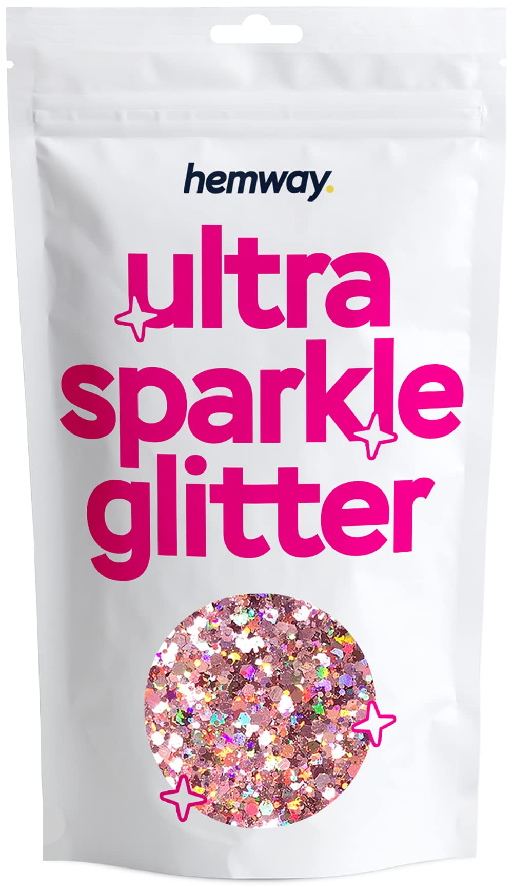 200Ml / 100G: Hemway Rose Gold Holographic Mix Glitter Chunky Multi Purpose Dust Powder Arts & Crafts Wine Glass Decoration Weddings Flowers Cosmetic Face Eye Body Nails Skin Hair