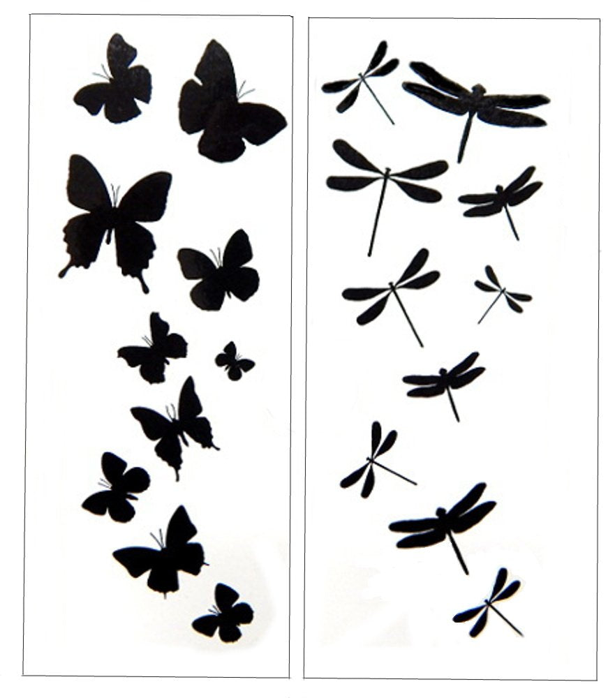 Premium Dragonfly & Butterfly Black Silhouette Tattoo Tattoos