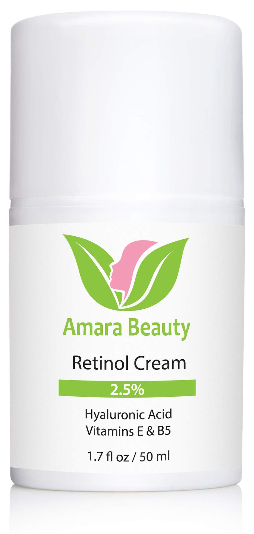 Amara Organics Retinol Cream for Face 2.5% with Hyaluronic Acid & Vitamins E & B5, 1.7 fl. oz