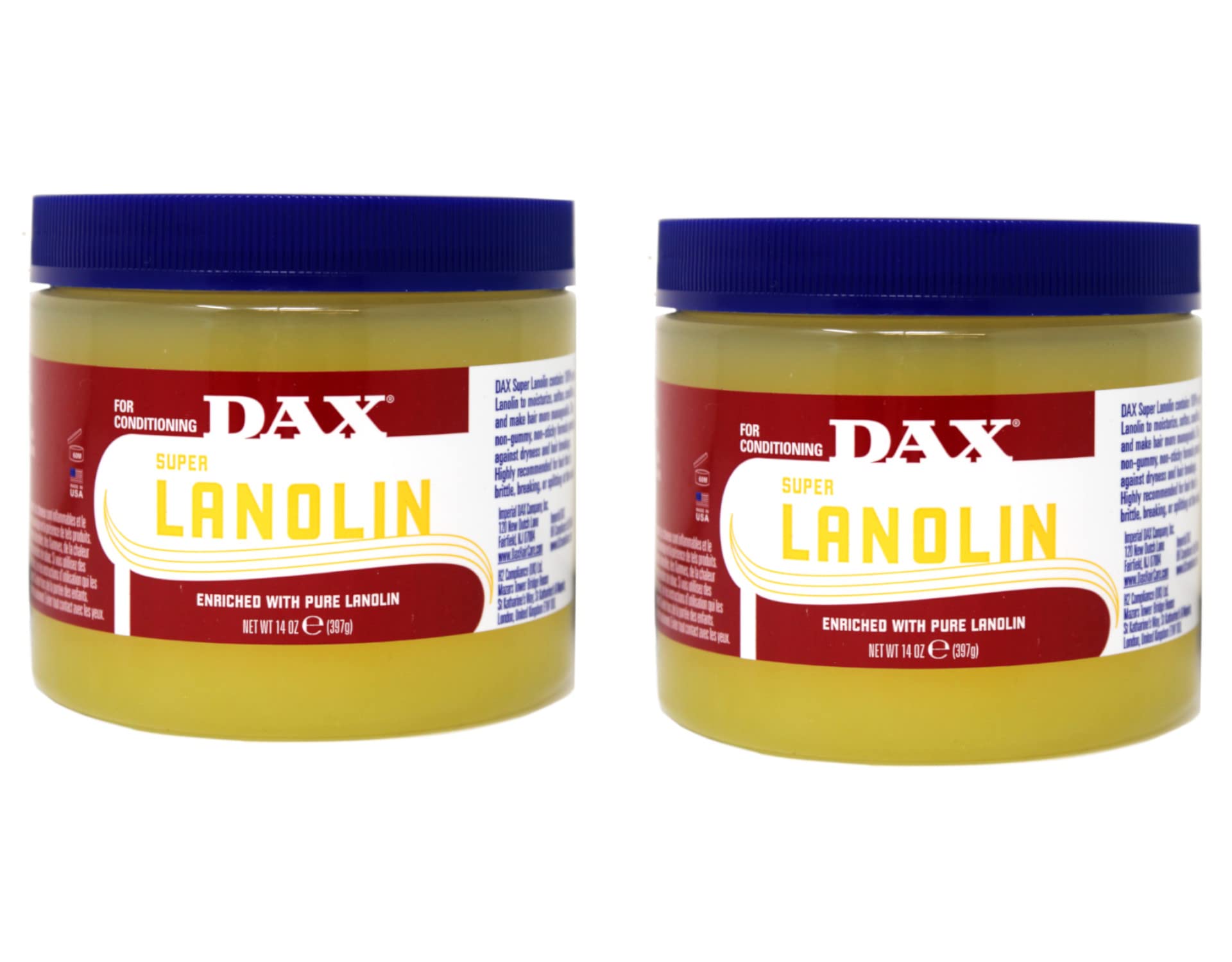 Dax Conditioner 100% Pure Lanolin 14 Ounce Jar (118ml) (2 Pack)