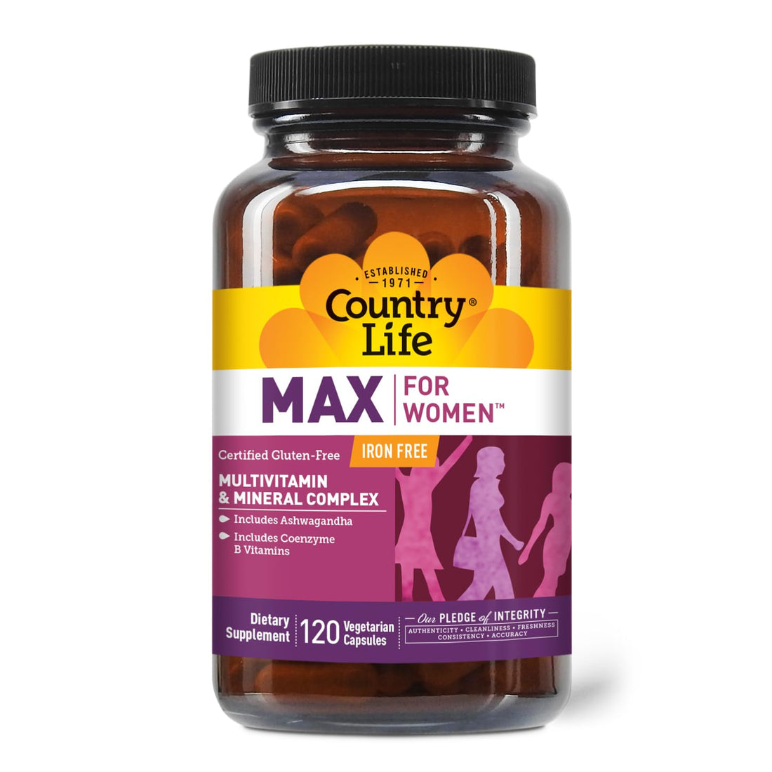 Country Life Max for Women - Multivitamin and Mineral Complex, Iron-free - 120 Vegan Capsules
