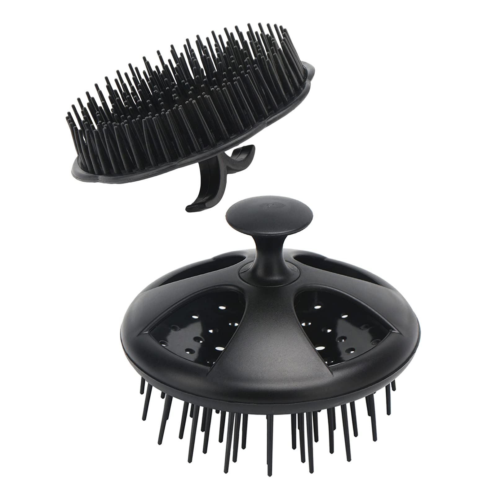 Segbeauty Shampoo Brush, 2 pcs Scalp Massager Floriated Shower Comb Long Short Teeth Set for Curly Hair, Scalp Massage Brush for Hair Growth Beard Brush Pet Grooming Wet Dry Hair Care Brushes Black