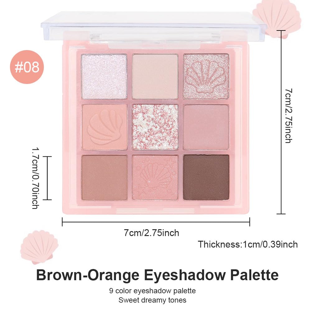 9Colors Nude Champagne Pink Warm Colorful Eyeshadow Palette Makeup,Matte Shimmer Neutral Bright Eye Shadow Naturing-Looking Long Lasting Waterproof Blendable Hypoallergenic Travel Size Eye Makeup