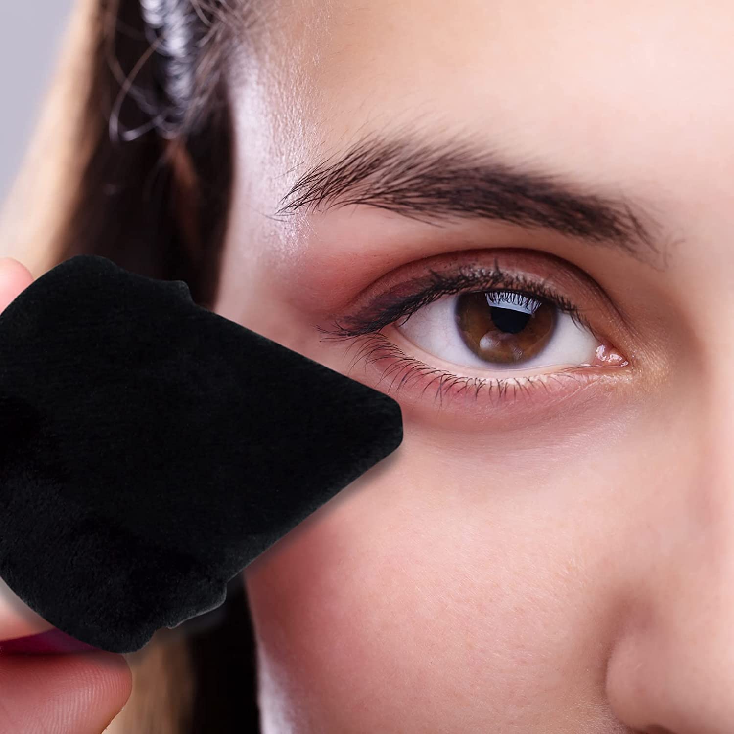 2 Pcs EVAOUXIU Triangle Powder Puff for Face Powder, Soft Plush Setting Powder Puff, Velour Cosmetic Foundation Blender Sponge Beauty Makeup Tools (Black)