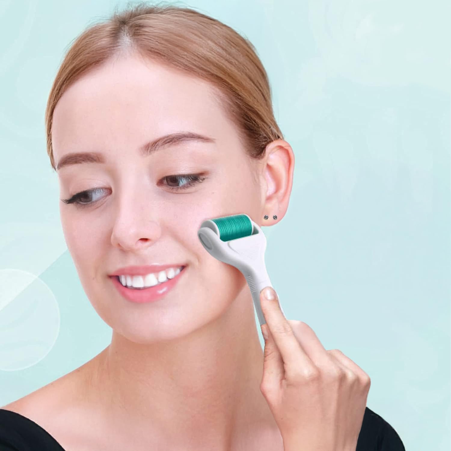 Derma Roller for Face and Body - Angel Kiss 4 in 1 Titanium Microneedling Roller Kit Micro Needle Microneedle Roller, 300 and 720 Needles 0.25mm,1200 Needle 0.3mm