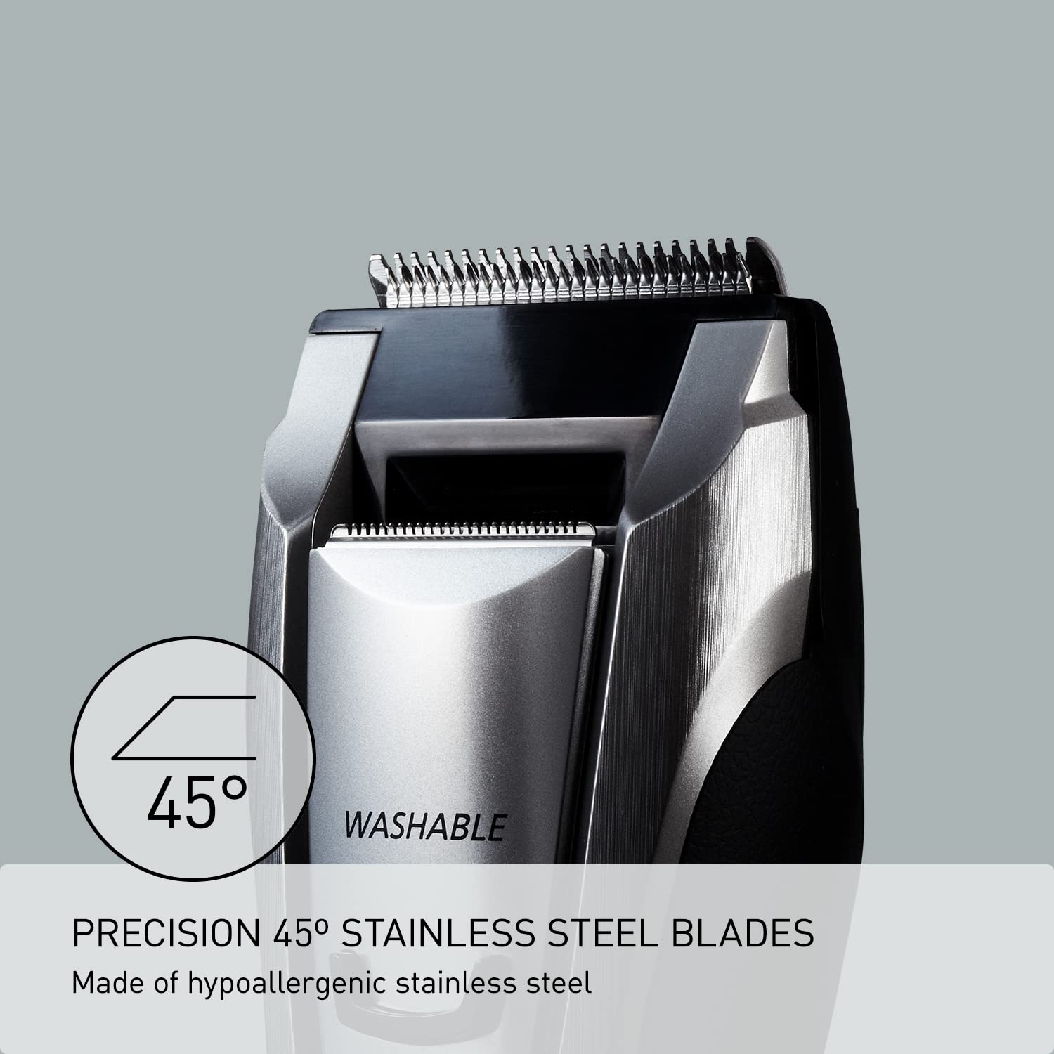 Panasonic ER-GB80-S Body and Beard Trimmer, Hair Clipper, Men's, Cordless/Corded Operation with 3 Comb Attachments and and 39 Adjustable Trim Settings, Washable