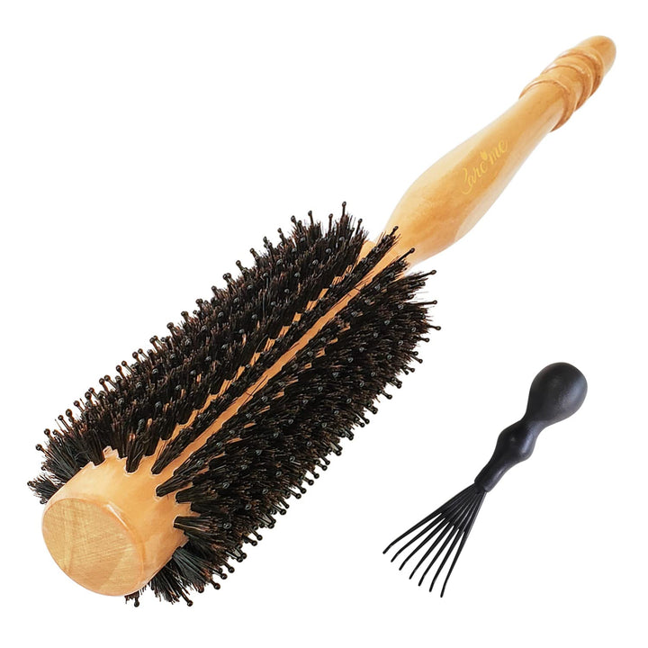 Boar Bristle Wood Round Brush for Women Blow-drying | Curling Bangs or Short Hair for Salon-Like Blowouts, Small Round Hair Brush with 1 Diameter Roller, 2 Including Bristles