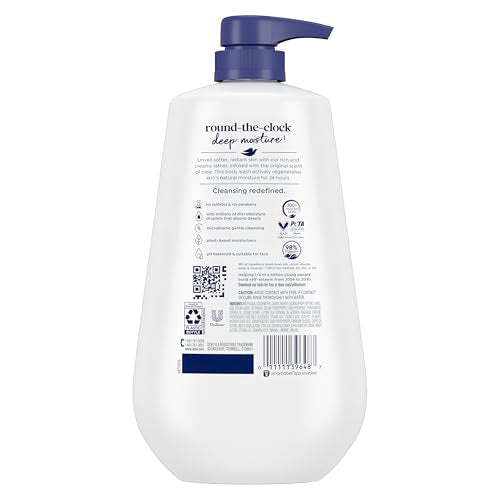 Dove Body Wash with Pump Deep Moisture for 24hr Lotion-Soft Skin Moisture Moisturizing Skin Cleanser with No Sulfates No Parabens 30.6 oz