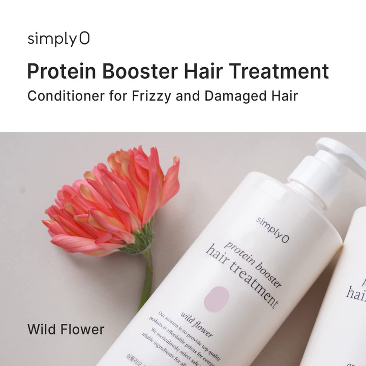 simplyO Protein Booster Hair Treatment | Conditioner for Frizzy and Damaged Hair | Cruelty Free, Vegan, 16.9 fl oz. (Wild Flower)