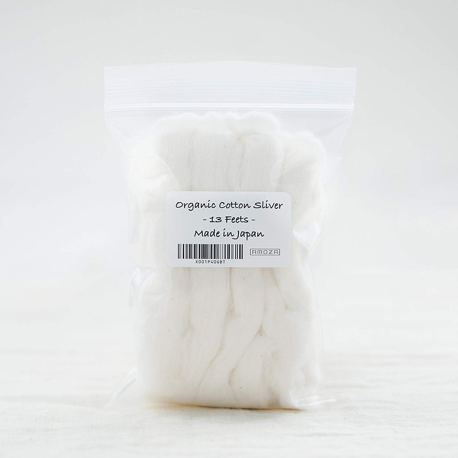 Japanese Organic Cotton Sliver 13 Feets 100% Organic Unbleached [Made in Japan] (8 Packs)