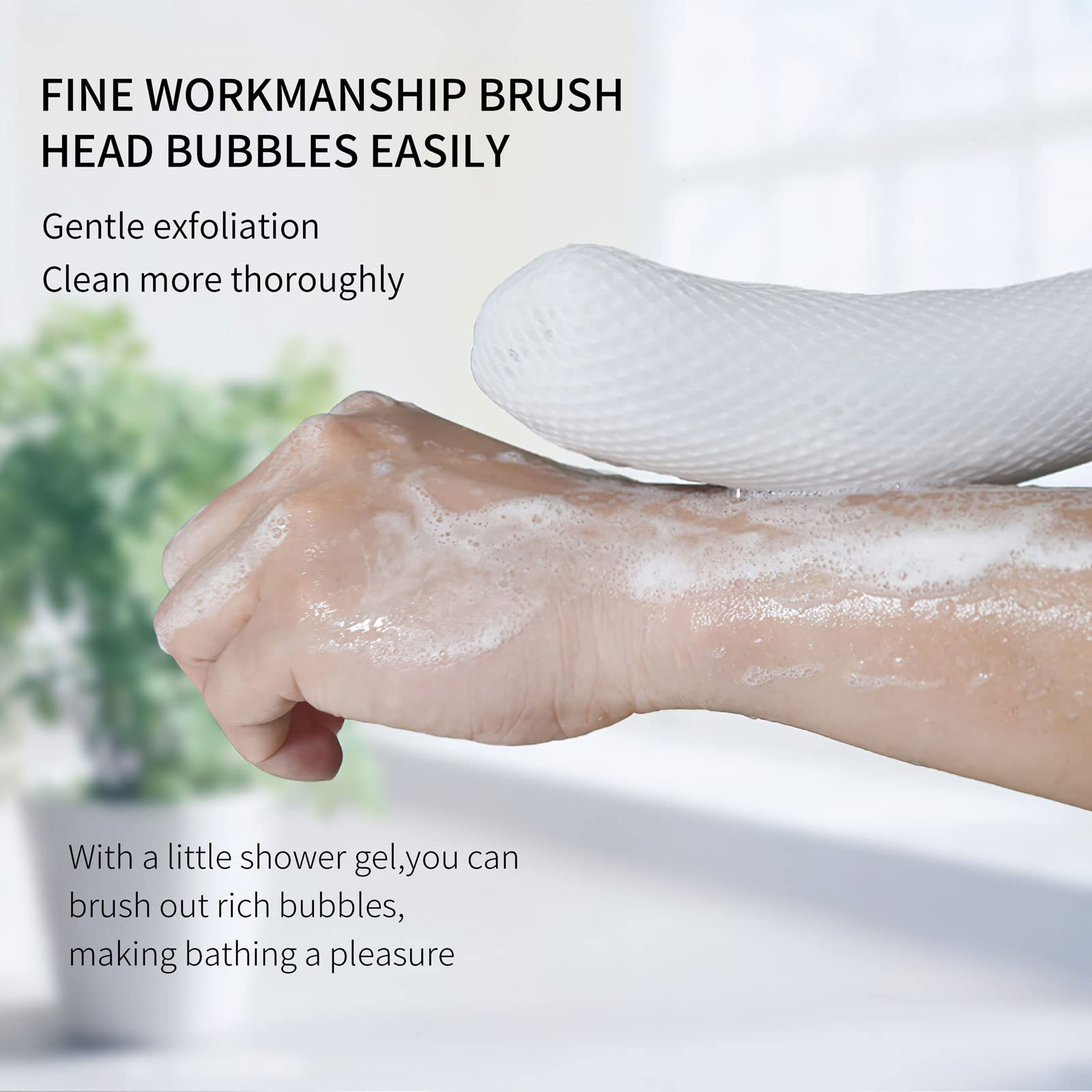 Long Handle Bath Brush,Anti-Slip Curve Handled Bath Body Brush, Back Scrubber for Shower ,Easy Reach for Seniors, Suitable for Elderly/Pregnant Aid Bathing & Shower