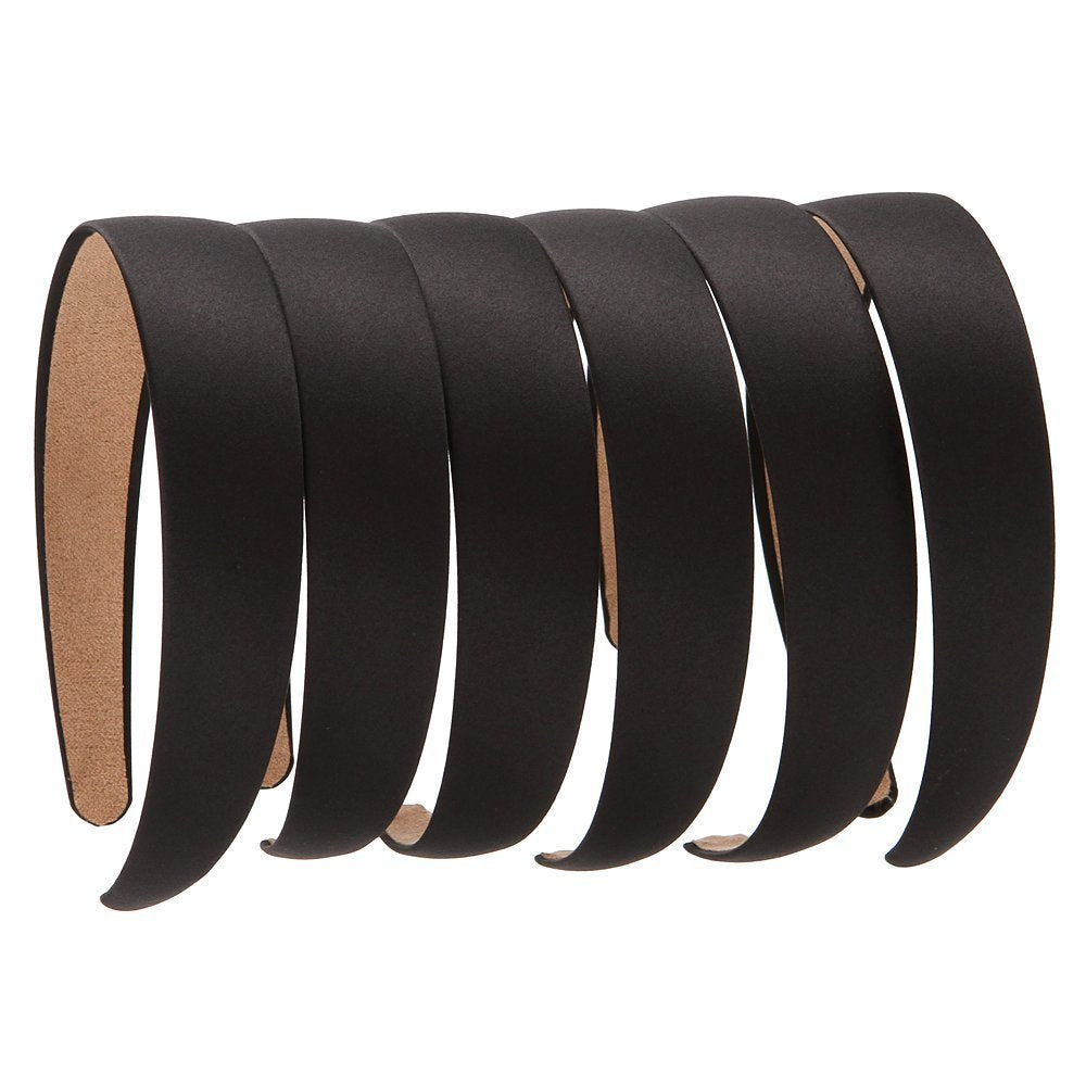 6 Black+1 Blue: Loneedy 6 Hard Headbands, 1 Inch Wide Non-Slip Ribbon Hairband For Women (6 Black+1 Blue)