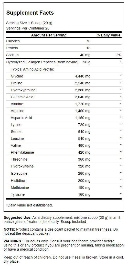 Swanson Collagen Peptides Unflavored 19.75 oz Pwdr