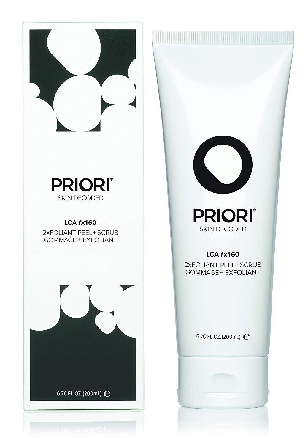 Priori LCA fx160 2xfoliant Peel + Scrub, Lactic Acid, Retinol, Vitamin C & E, At-Home Microdermabrasion, Anti-Irritant, Anti-Inflammatory, Hydrating, Soothing, Dermatologist Tested 6.8 fl oz