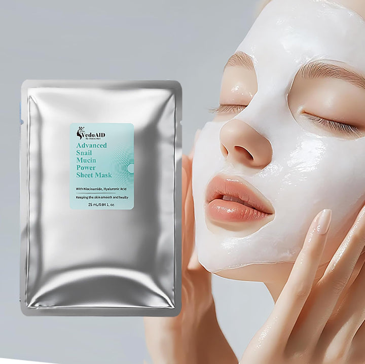 VedoAID (10pc) Advanced Snail Mucin Power Sheet Mask, 0.84 fl oz/pc.