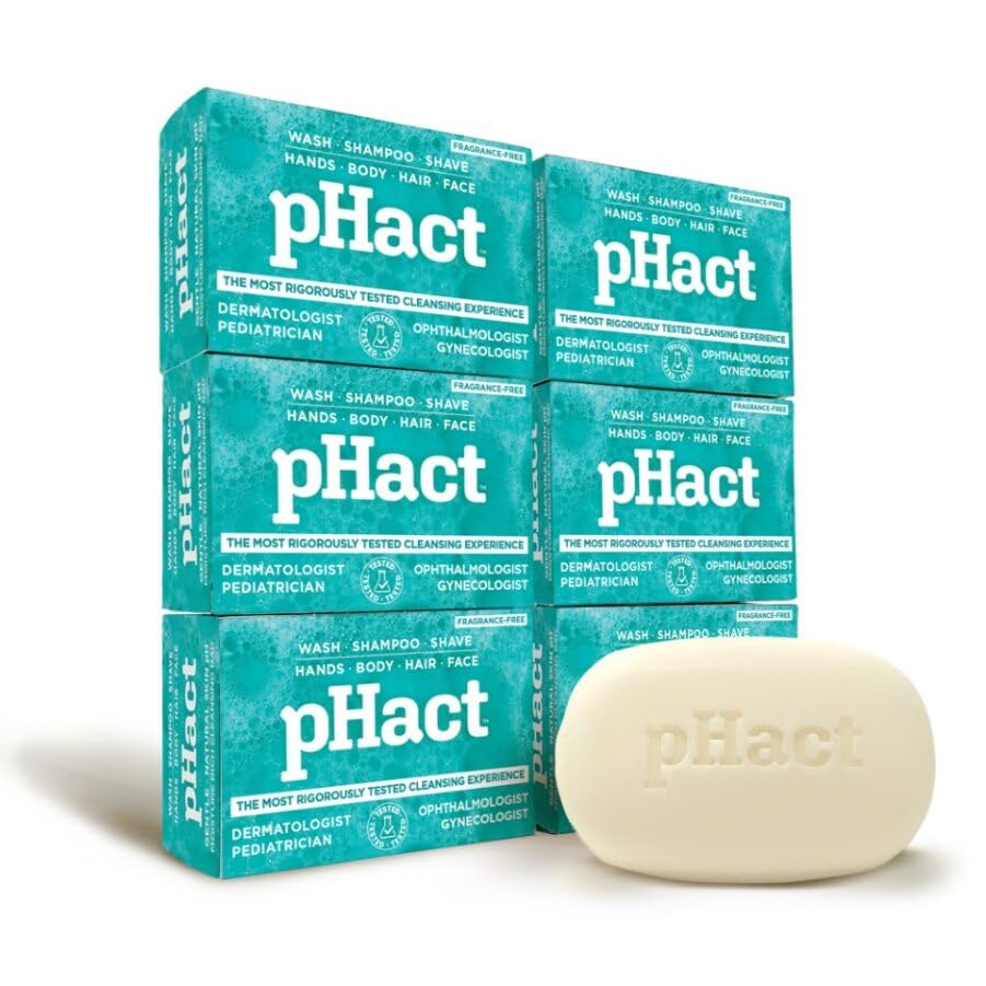 ANDREW LESSMAN pHact Moisture-Rich, Soap-Free Cleansing Bar. Natural Skin pH. Fragrance-Free. All Skin Types - Even Sensitive. Hypoallergenic. Dermatologist Tested. 6-Pack 4.25 oz Each