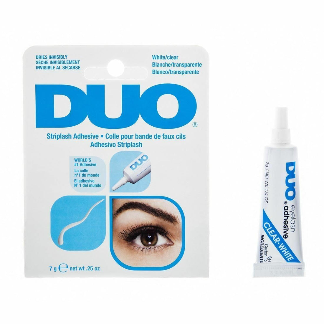 DUO Strip Lash Adhesive White/Clear, for Strip False Eyelash, 0.25 oz, 1-Pack