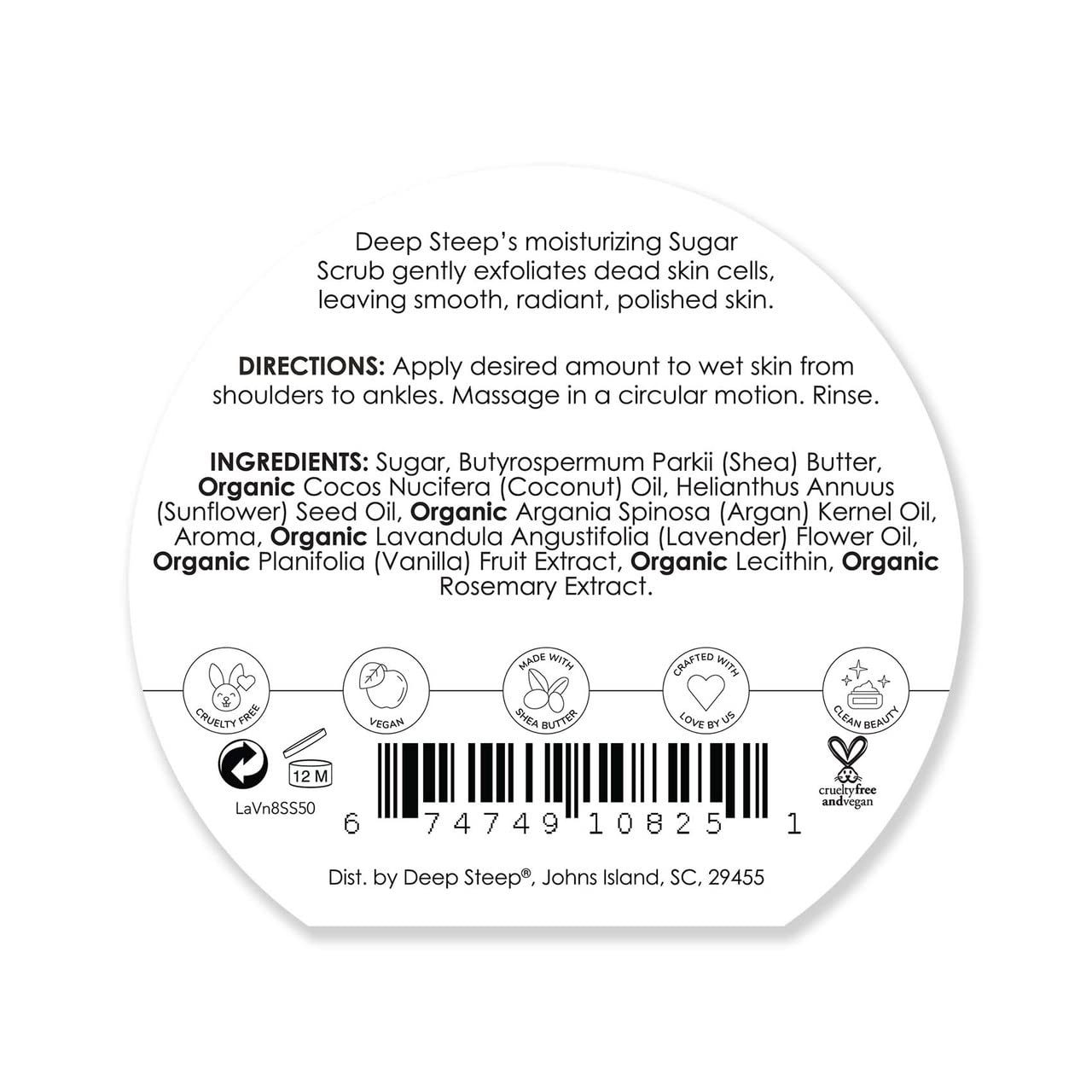 Deep Steep Argan Oil Sugar Scrub, Lavender Vanilla, 8 Ounce