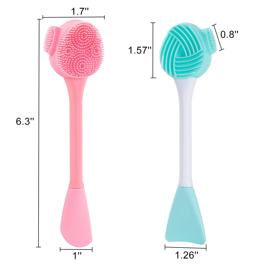 Beomeen 4 Pack Silicone Facial Cleansing Brush 4 in 1, Double-Ended Silicone Face Exfoliating Wash Scrub Brush for Face Skincare and Massage (Multicolored)