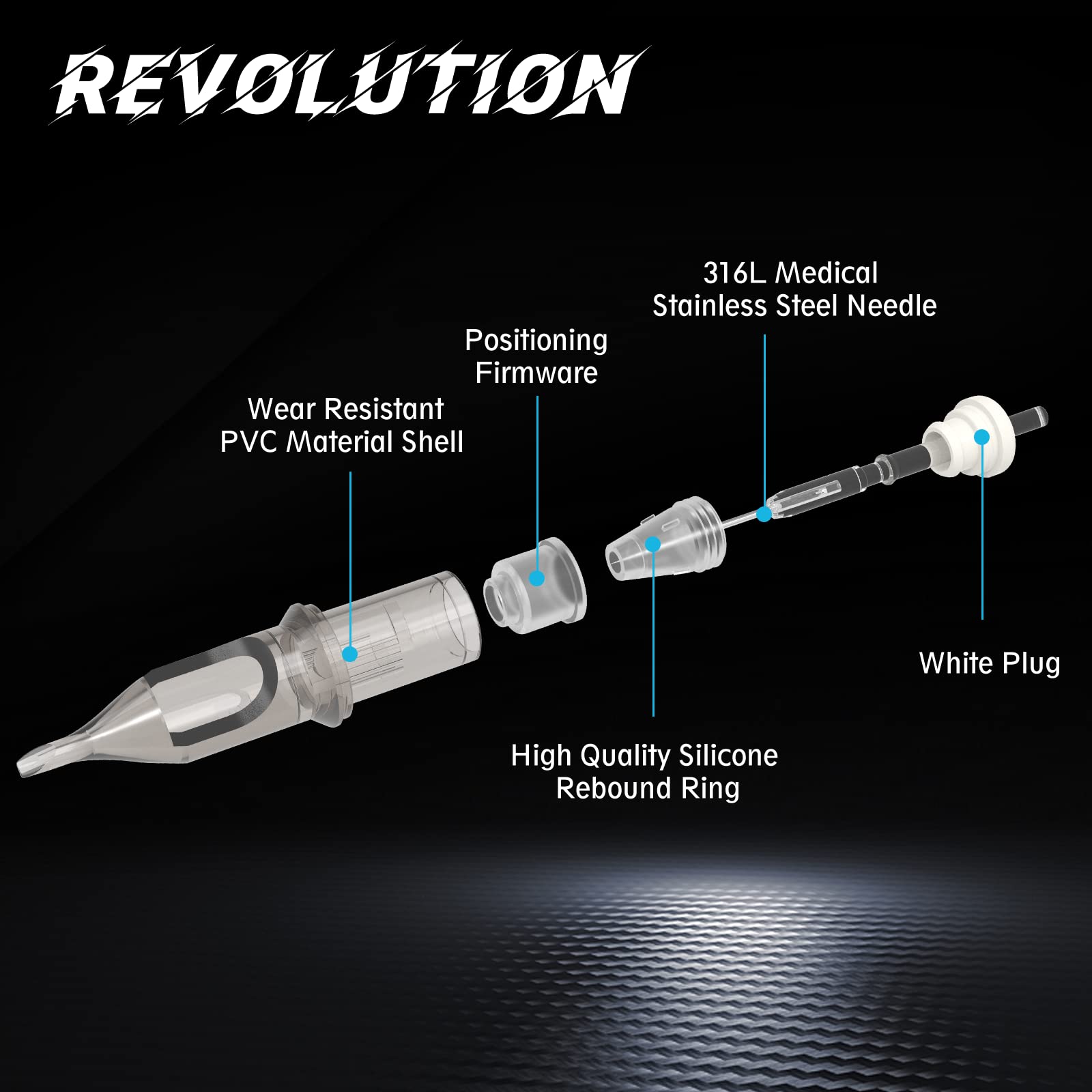 EZTAT2 New EZ Revolution Tattoo Needle Cartridges 12 Regular 7 Round Liner Long Taper(NEW-C1207RL)