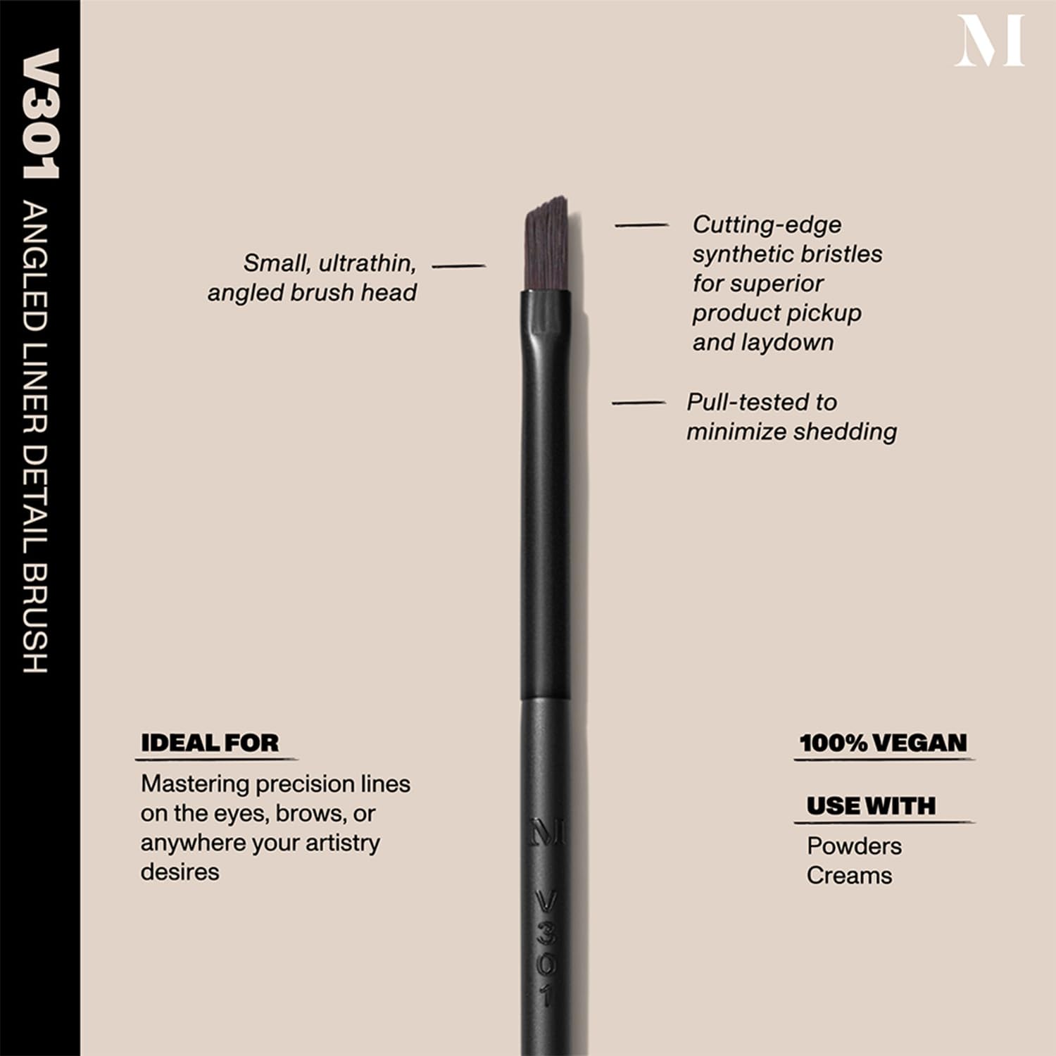 Morphe Vegan Eye Detail Brush Trio - Vegan Makeup Brushes for Powder & Cream Formulas - Cutting-Edge Synthetic Bristles - Includes V301, V303, V305 (3 Count)